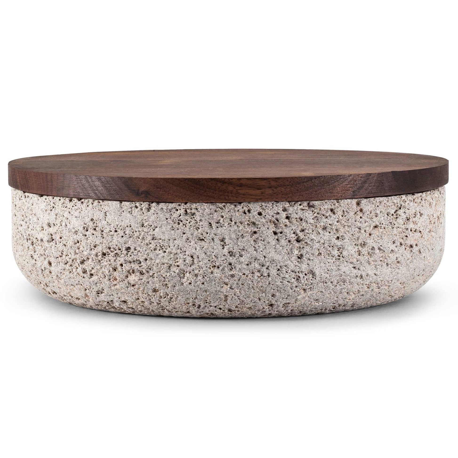 VVD Pottery - Natural Stone 30x7cm with 2cm Walnut Lid (3072) - JANGEORGe Interiors & Furniture