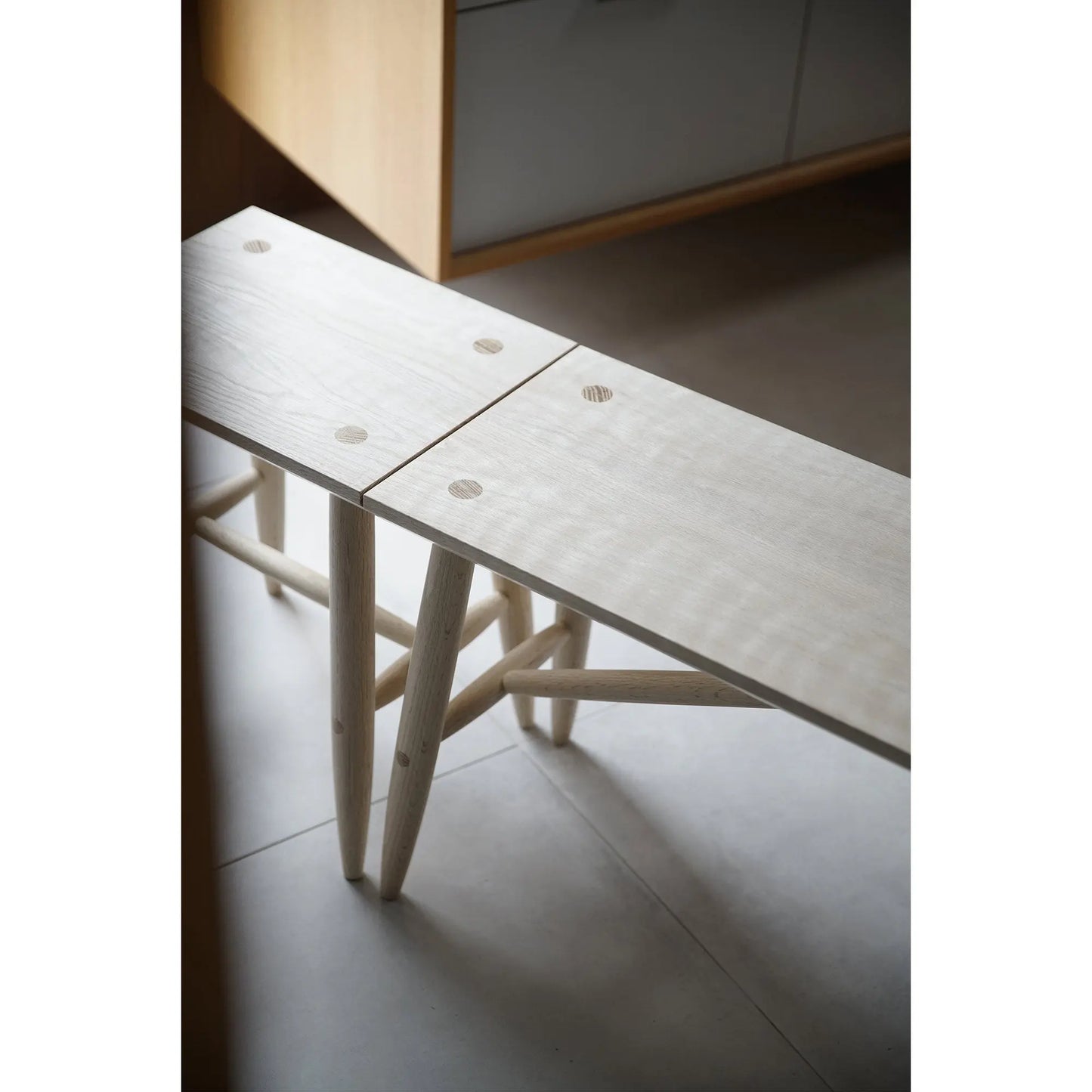 Solid Bleached Oak Bench with Stool - JANGEORGe Interiors & Furniture