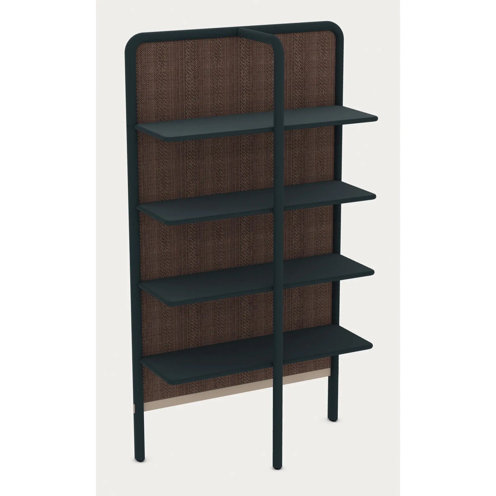 Gervasoni Daen 72 Bookshelf. Blueberry lacquered frame with Vibes Moreno Back Panel. Blue Bookshelf USA.