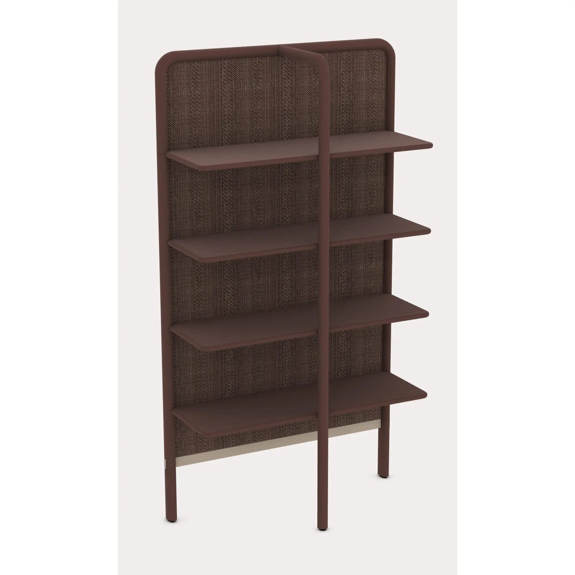 Gervasoni Daen 72 Bookshelf. Date lacquered frame with Vibes Moreno Back Panel.  Brown Bookshelf USA.