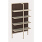 Gervasoni Daen 72 Bookshelf. Ginger lacquered frame with Vibes Moreno Back Panel.  White Bookshelf USA.