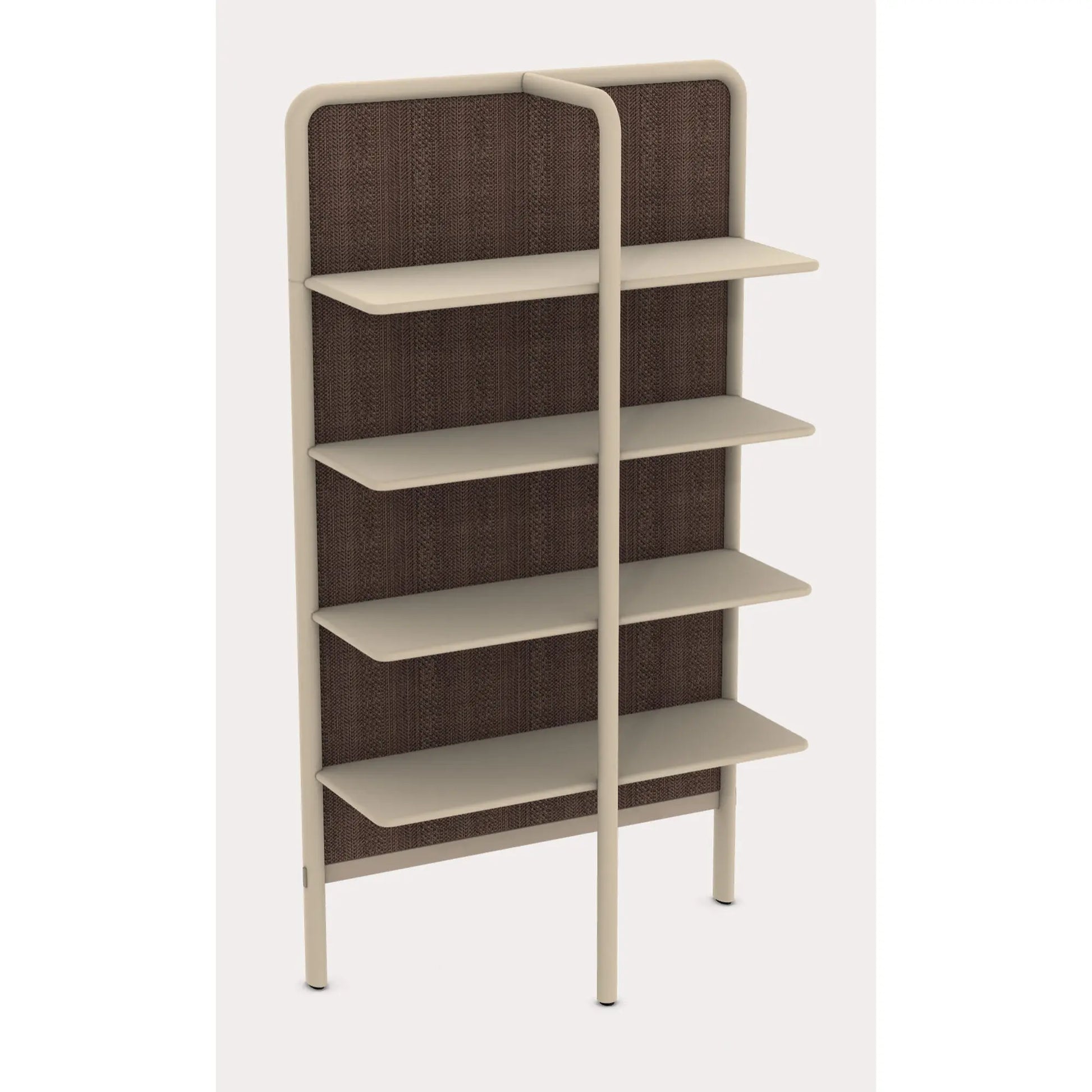 Gervasoni Daen 72 Bookshelf. Ginger lacquered frame with Vibes Moreno Back Panel.  White Bookshelf USA.