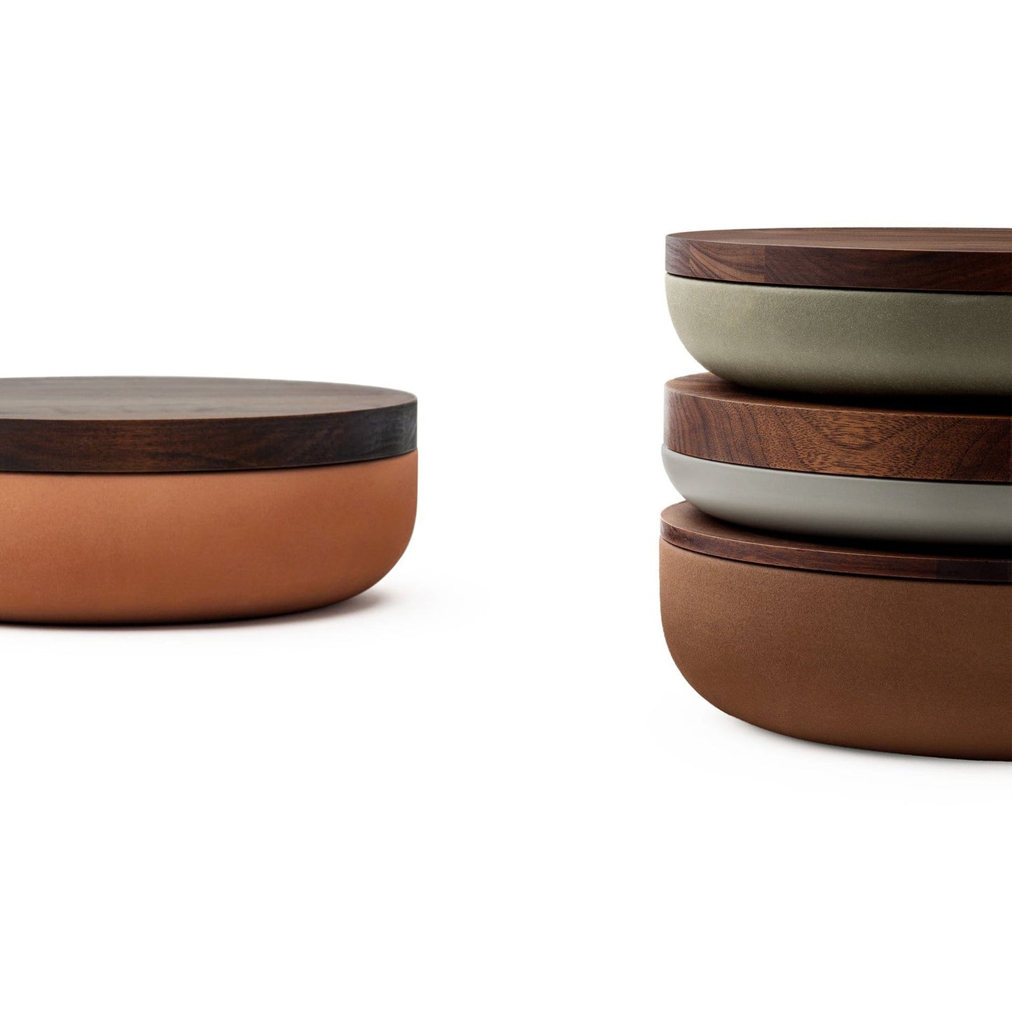 VVD Pottery - Ceramic 30x2cm with 3cm Walnut Lid (3023) - JANGEORGe Interiors & Furniture