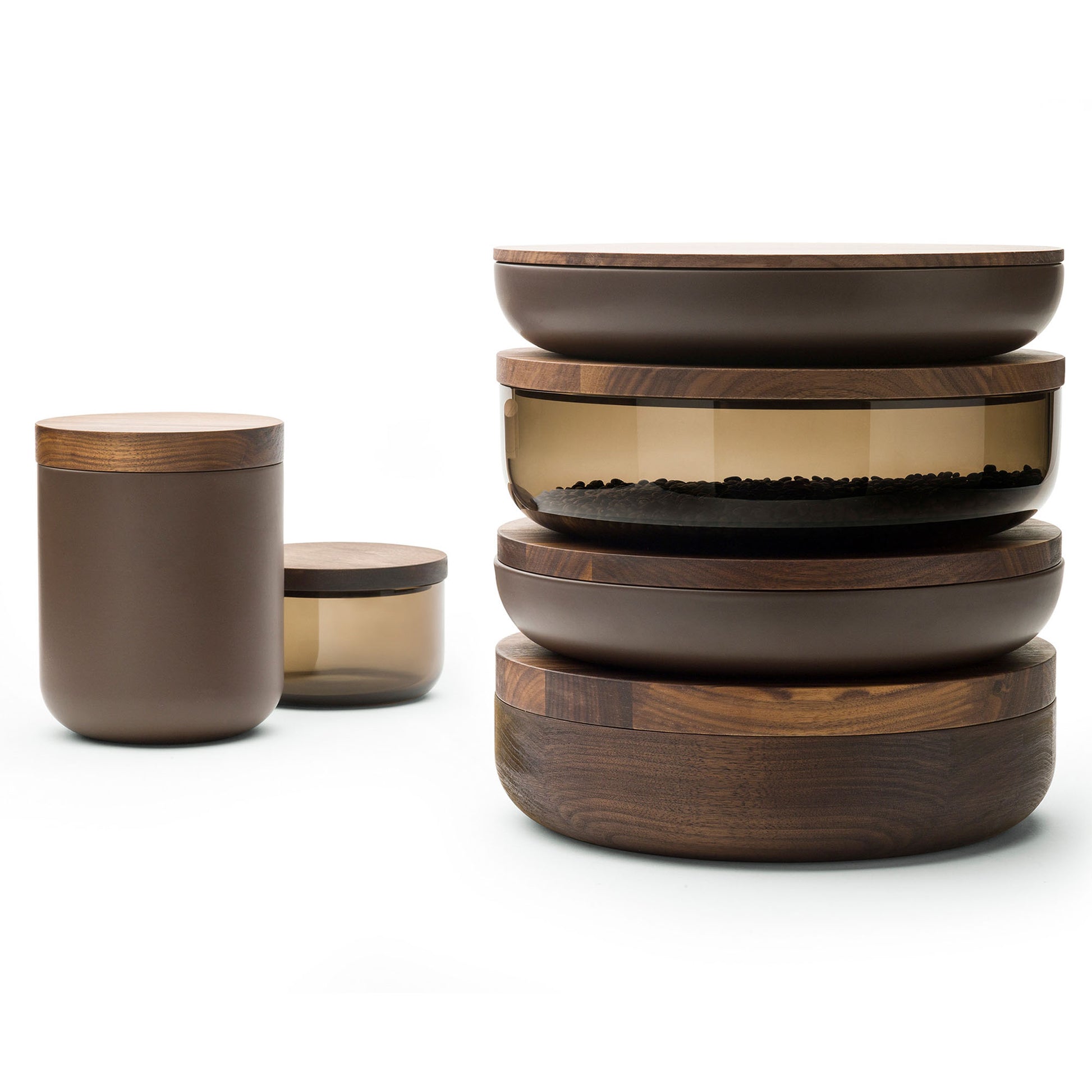 VVD Pottery - Ceramic 30x5cm with 2cm Walnut Lid (3052) - JANGEORGe Interiors & Furniture