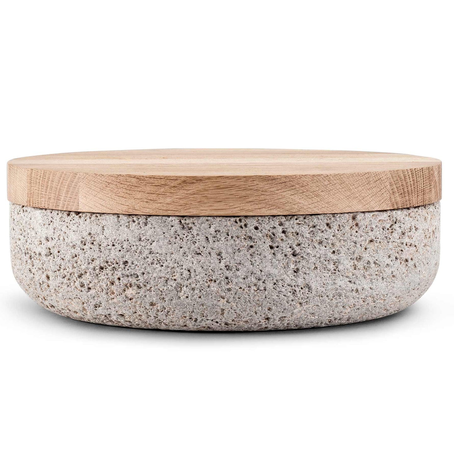 VVD Pottery - Natural Stone 30x7cm with 3cm Oak Lid (3073) | When Objects Work | JANGEORGe Interiors & Furniture