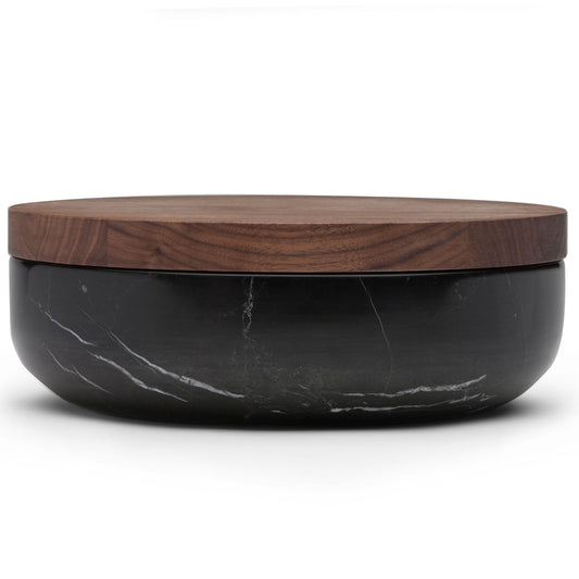 VVD Pottery - Natural Stone 30x7cm with 3cm Walnut Lid (3073) - JANGEORGe Interiors & Furniture