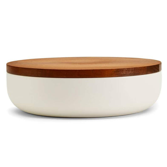 VVD Pottery - Ceramic 30x7cm with 2cm Walnut Lid (3072) - JANGEORGe Interiors & Furniture