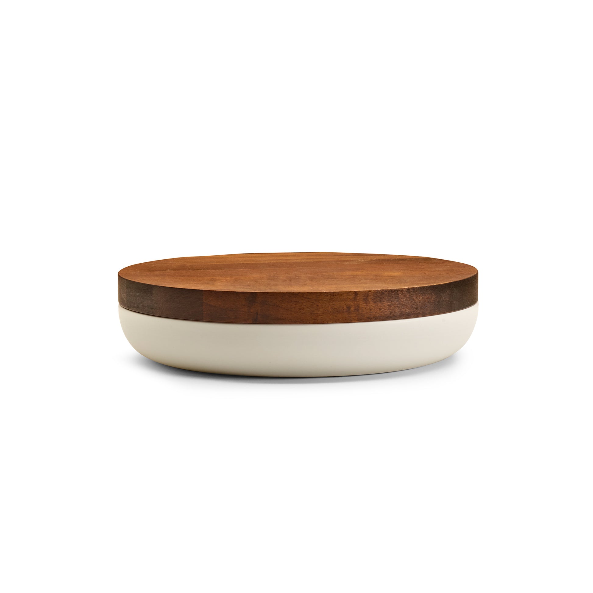 VVD Pottery - Ceramic 30x5cm with 3cm Walnut Lid (3053) - JANGEORGe Interiors & Furniture