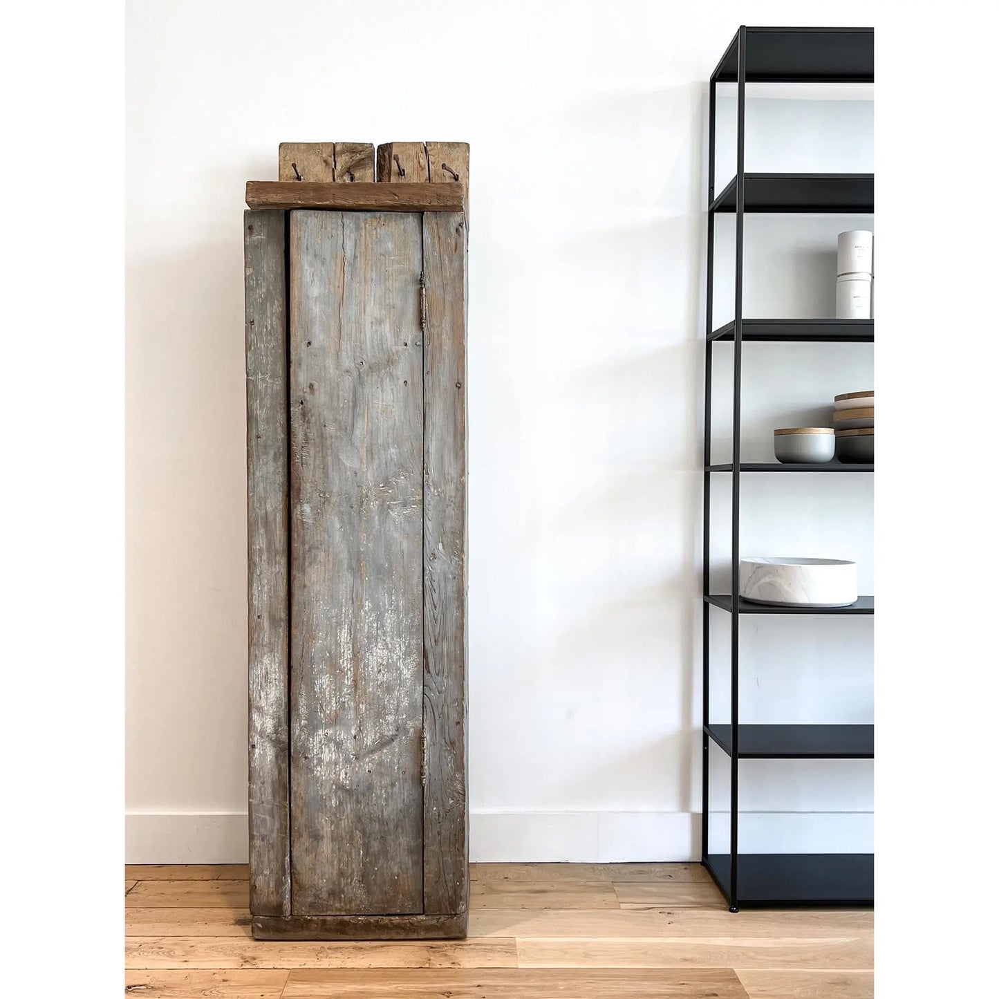 Antique Cupboard with Nail Details, Three Shelves behind Door - JANGEORGe Interiors & Furniture