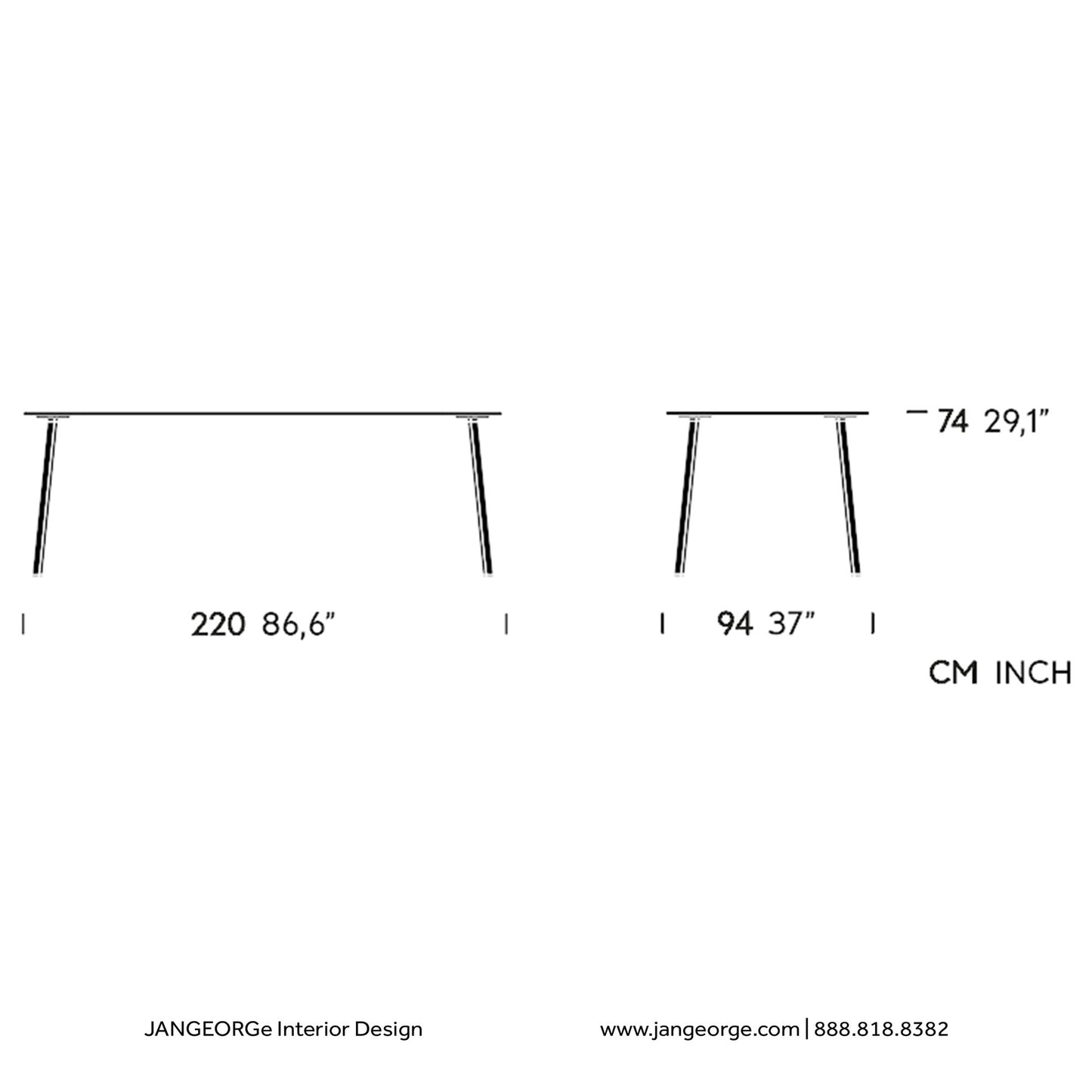 JANGEORGe Interiors & Furniture Ketall Village Rectangular Dining Table 220x90