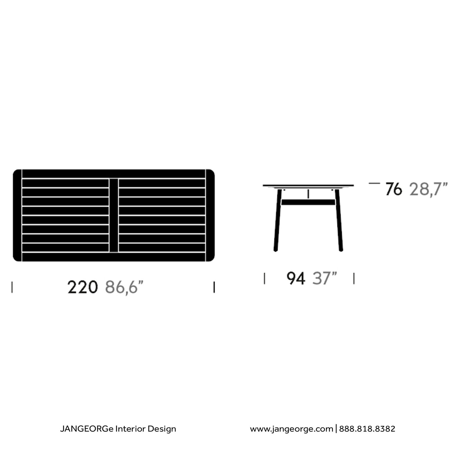 JANGEORGe Interiors & Furniture Kettal Riva Dining Table 220x94